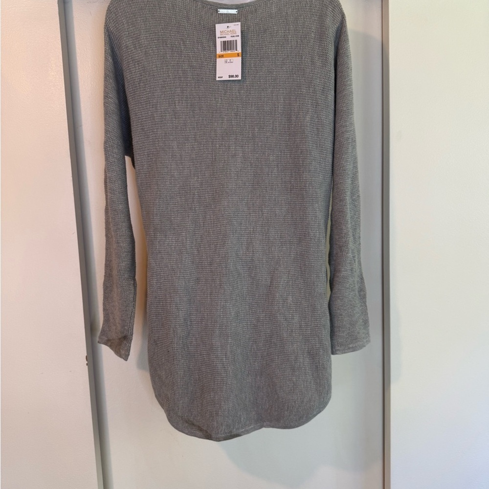 Michael Michael Kors Light Gray Knit Sweater with Button Detail - Picture 2 of 7